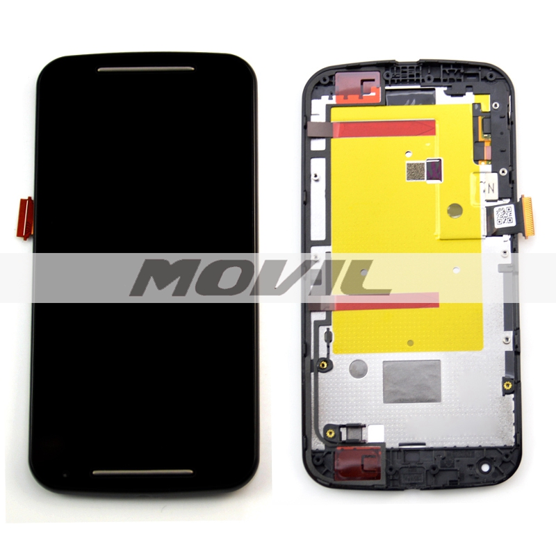 Black For Motorola Moto G2 XT1063 XT1064 XT1068 LCD Touch Screen with Digitizer Frame Full Assembly